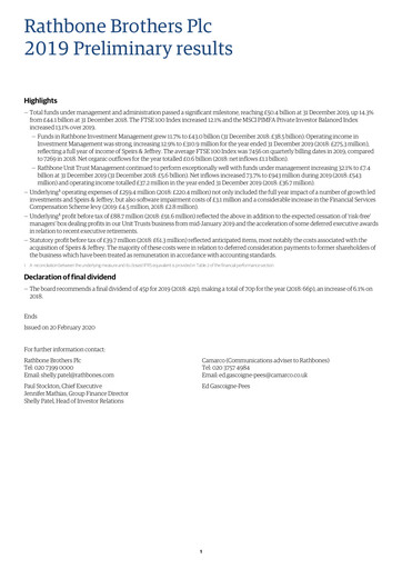 Thumbnail Rathbones Group Financial Report 2019