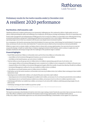 Thumbnail Rathbones Group Financial Report 2020