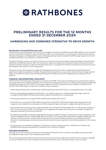 Thumbnail Rathbones Group Financial Report 2024