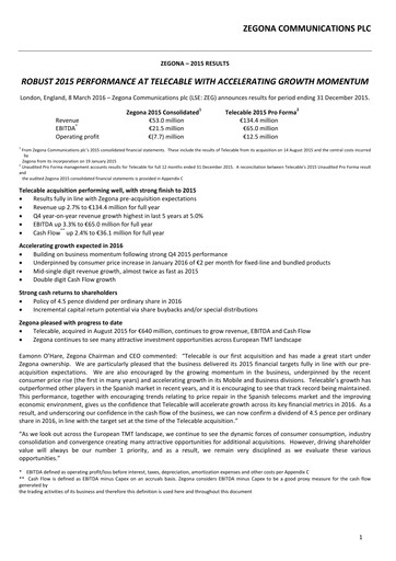 Thumbnail Zegona Communications Financial Report 2015