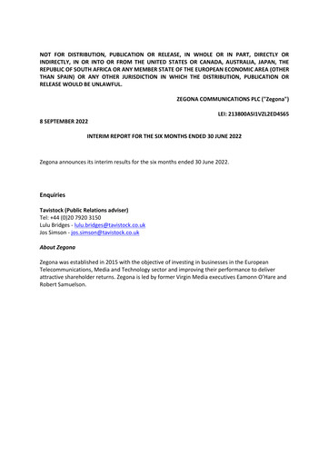 Thumbnail Zegona Communications Half-year Report 2022-h1