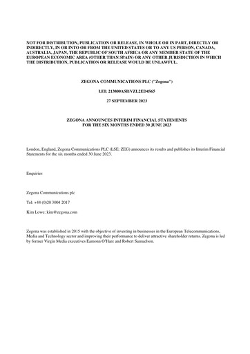 Thumbnail Zegona Communications Half-year Report 2023-h1