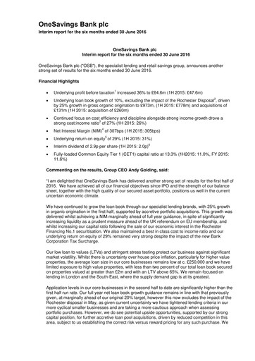 Thumbnail OSB Group Plc Half-year Report 2016-h1