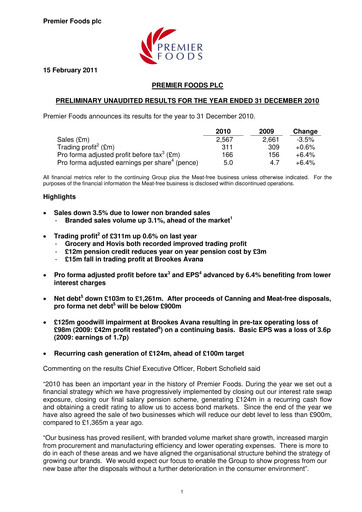 Thumbnail Premier Foods Financial Report 2010