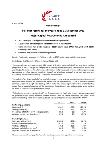Thumbnail Premier Foods Financial Report 2013