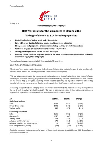 Thumbnail Premier Foods Half-year Report 2014-h1