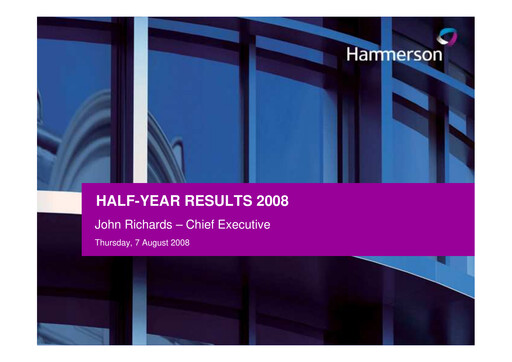 Vorschaubild Hammerson Plc Halbjahresbericht 2008-h1