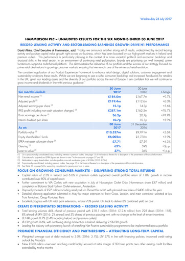 Vorschaubild Hammerson Plc Halbjahresbericht 2017-h1