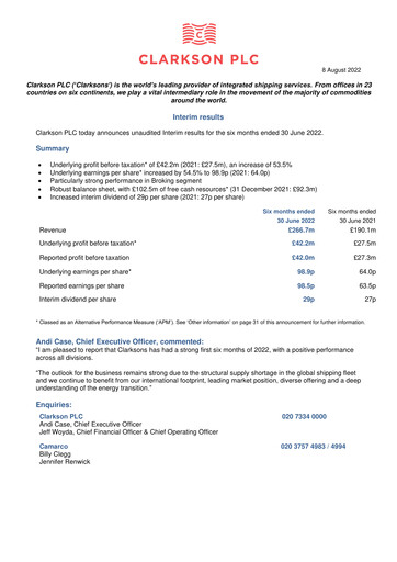 Thumbnail Clarkson PLC Half-year Report 2022-h1