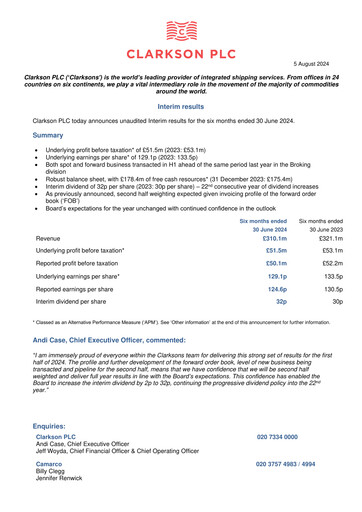 Thumbnail Clarkson PLC Half-year Report 2024-h1