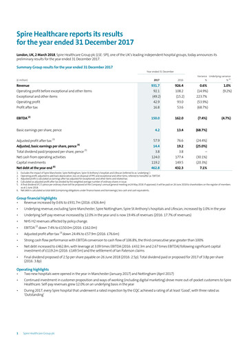 Thumbnail Spire Healthcare Group Financial Report 2017