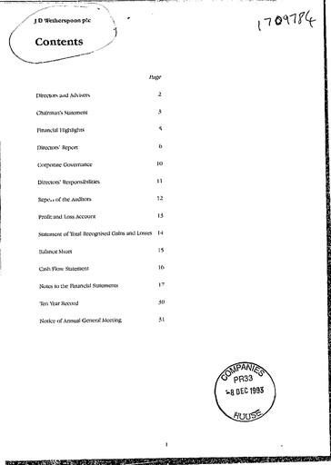Thumbnail J D Wetherspoon Annual Report 1993