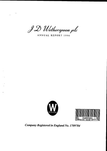 Thumbnail J D Wetherspoon Annual Report 1996