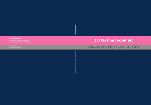 Thumbnail J D Wetherspoon Annual Report 2020