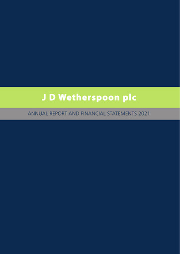 Thumbnail J D Wetherspoon Annual Report 2021