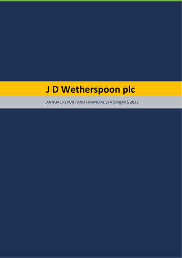 Thumbnail J D Wetherspoon Annual Report 2022