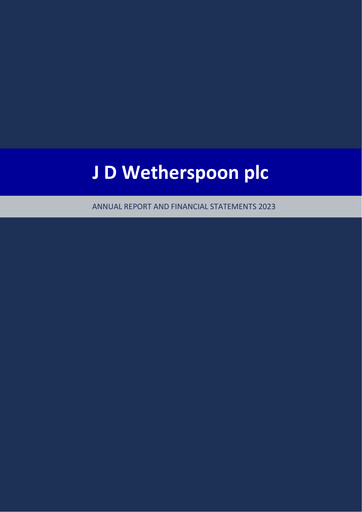 Thumbnail J D Wetherspoon Annual Report 2023