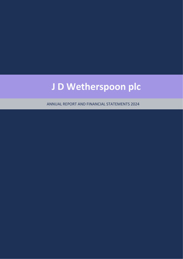 Thumbnail J D Wetherspoon Annual Report 2024