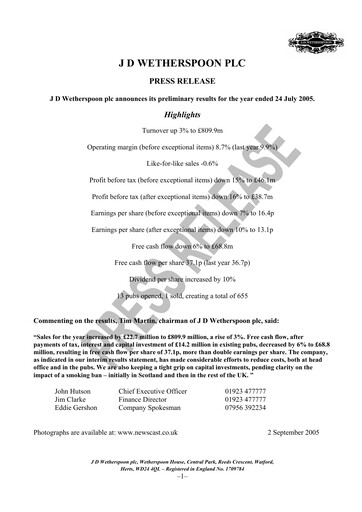 Thumbnail J D Wetherspoon Financial Report 2005