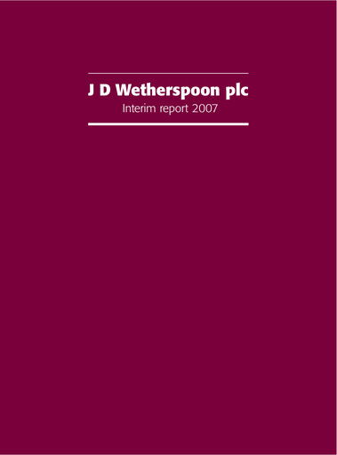 Thumbnail J D Wetherspoon Half-year Report 2007