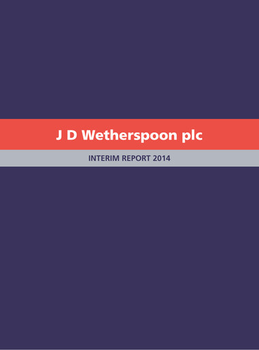 Thumbnail J D Wetherspoon Half-year Report 2014