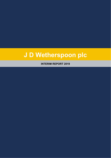 Thumbnail J D Wetherspoon Half-year Report 2019