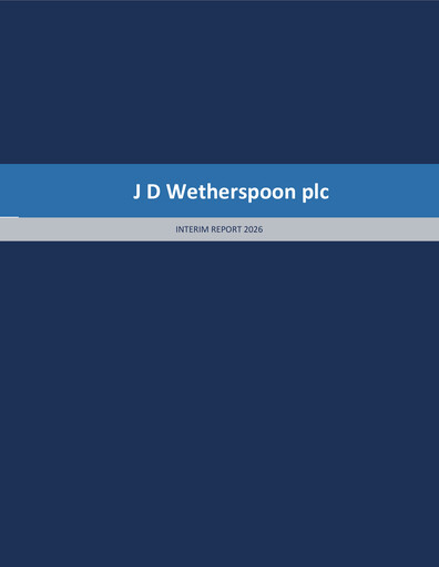 Thumbnail J D Wetherspoon Half-year Report 2026