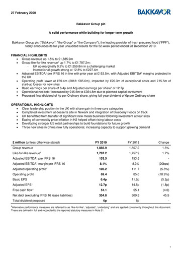 Thumbnail Bakkavor Group Financial Report 2019