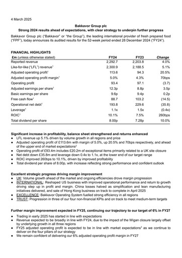Thumbnail Bakkavor Group Financial Report 2024