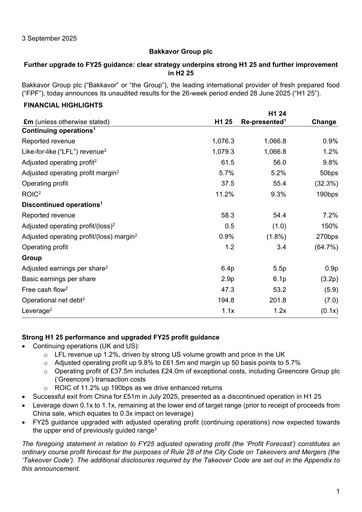 Thumbnail Bakkavor Group Half-year Report 2025-h1