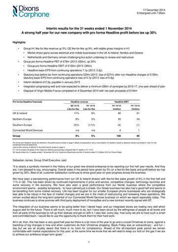 Vorschaubild Currys plc Halbjahresbericht 2014-2015