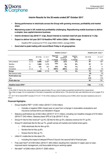 Vorschaubild Currys plc Halbjahresbericht 2017-2018