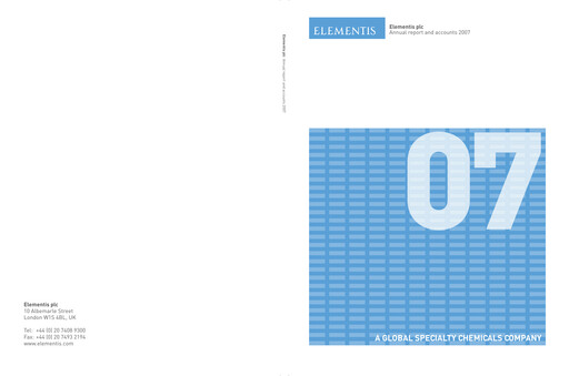 Thumbnail Elementis Annual Report 2007