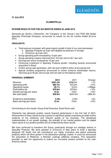 Thumbnail Elementis Half-year Report 2012-h1