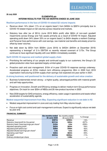 Thumbnail Elementis Half-year Report 2020-h1