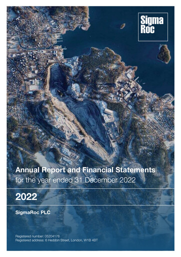 Thumbnail SigmaRoc plc Annual Report 2022