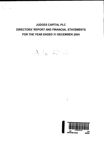 Thumbnail Judges Scientific plc Financial Statement 2004