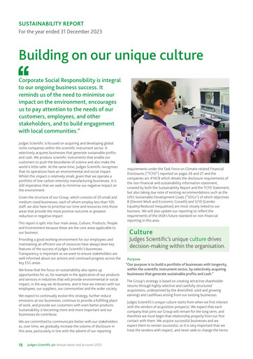 Thumbnail Judges Scientific plc Sustainability Report 2023