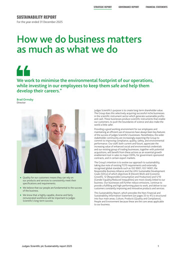 Thumbnail Judges Scientific plc Sustainability Report 2025