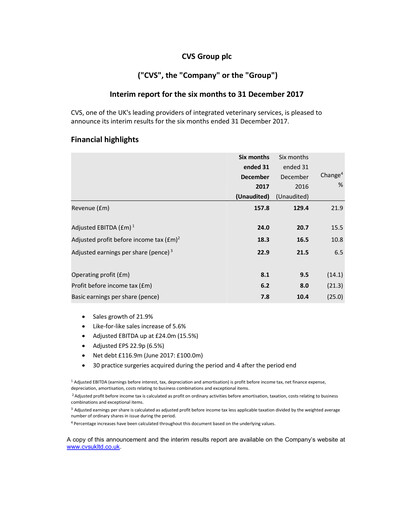 Miniature CVS Group Rapport semestriel 2018-h1