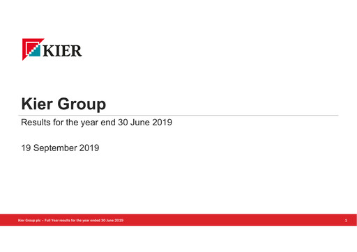 Miniature Kier Group Rapport financier 2019