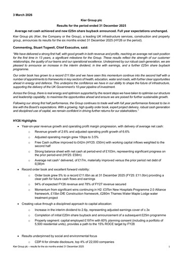 Vorschaubild Kier Group Halbjahresbericht 2025-h1
