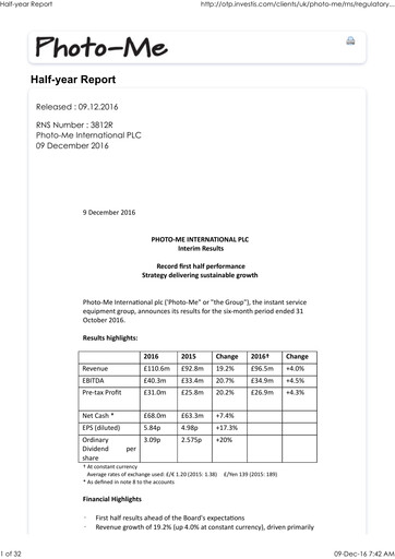Miniature ME Group International Rapport semestriel 2016-h1