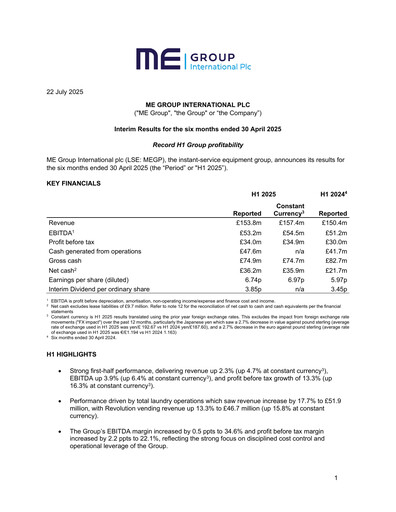 Miniature ME Group International Rapport semestriel 2025-h1