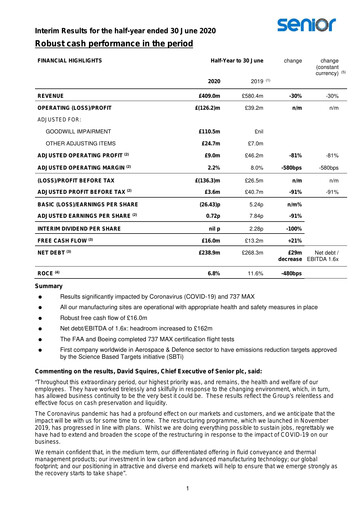 Thumbnail Senior plc Half-year Report 2020-h1