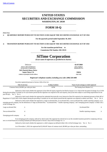 Thumbnail SiTime Quarterly Report 2023-q3