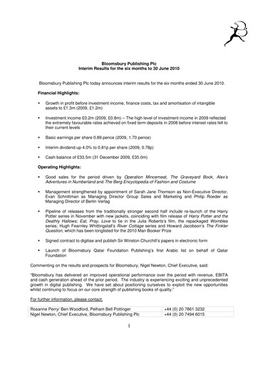 Thumbnail Bloomsbury Publishing Half-year Report 2010-h1