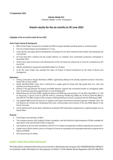 Thumbnail Adriatic Metals Half-year Report 2023-h1
