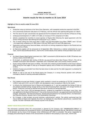 Thumbnail Adriatic Metals Half-year Report 2024-h1