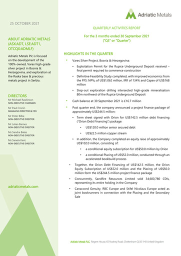 Thumbnail Adriatic Metals Quarterly Report 2021-q3